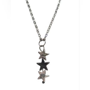 Hematite 3 Star Charm Necklace
